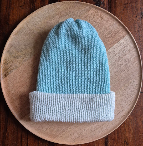 Beanie Reversable Blue/White