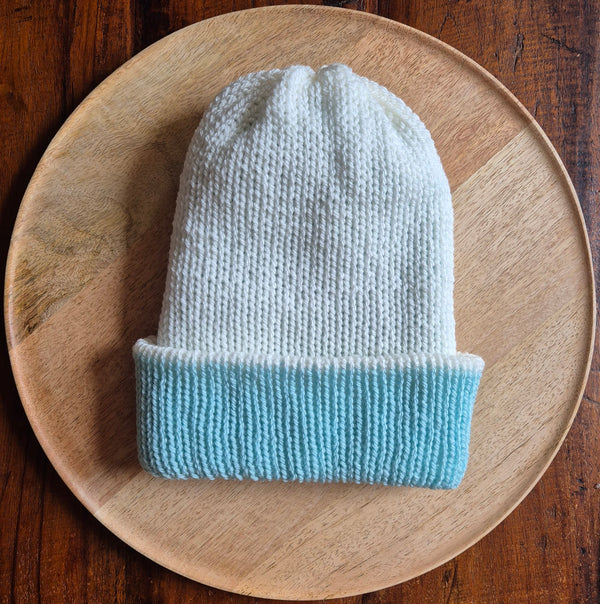 Beanie Reversable Blue/White