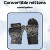 Convertible mittens (PDF crochet pattern, No-sew, beginner)