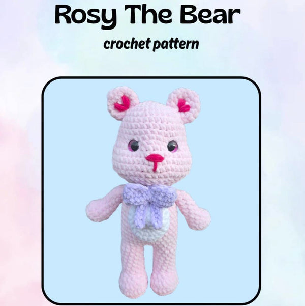 Rosy The Bear (PDF crochet pattern, intermediate)