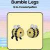 Bumble legs (2-in-1, PDF crochet pattern, beginner/intermediate)