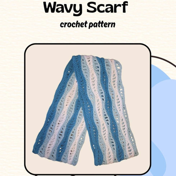 Wavy scarf (PDF crochet pattern, beginner/intermediate)