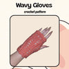 Wavy fingerless gloves (PDF crochet pattern, beginner/intermediate)