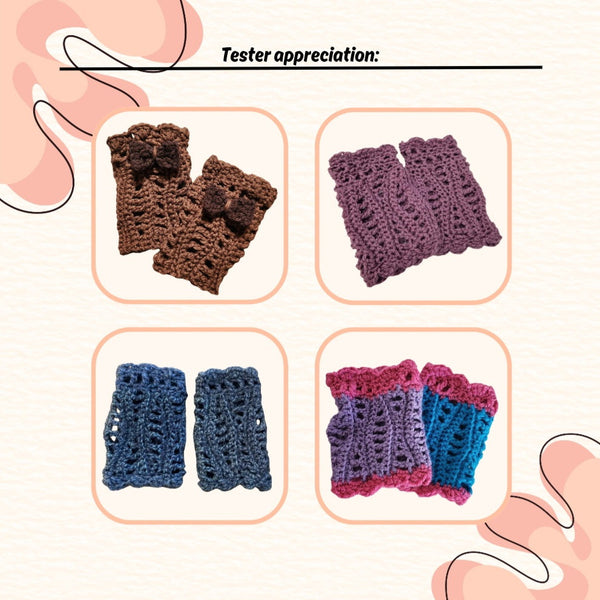 Wavy fingerless gloves (PDF crochet pattern, beginner/intermediate)