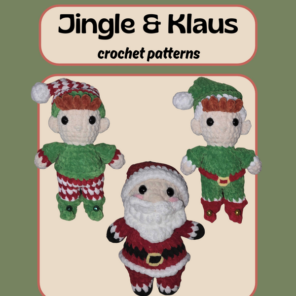 Jingle & Klaus (PDF crochet pattern bundle, Low-sew/No-sew, intermediate)
