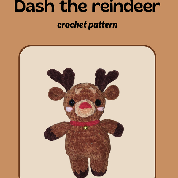 Dash the reindeer (PDF crochet pattern, Low-sew, intermediate)