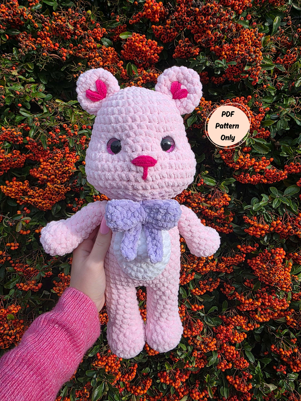 Rosy The Bear (PDF crochet pattern, intermediate)
