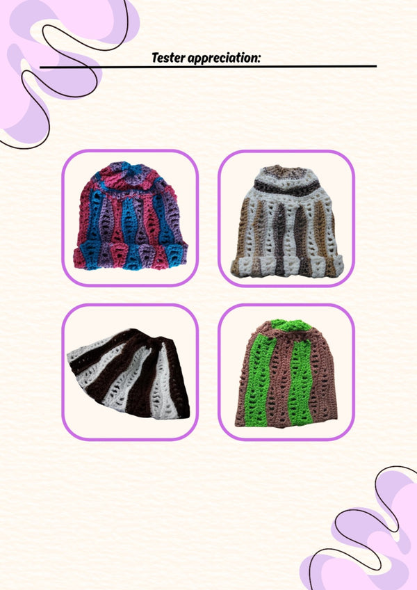Wavy Beanies (3-in-1, PDF crochet pattern, beginner/intermediate)