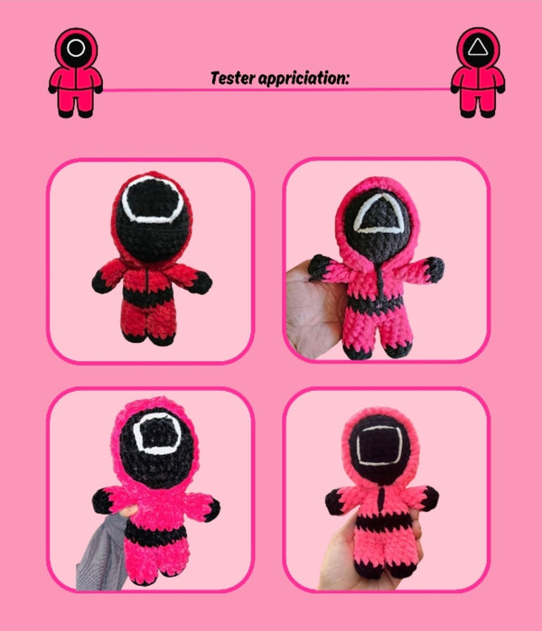 Pink soldier with removable hoodie (PDF crochet pattern, Low-sew, intermediate)